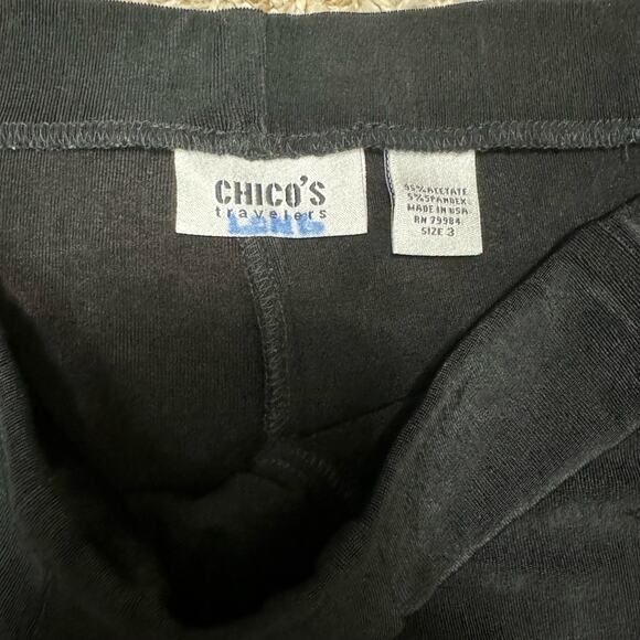 Chico's Travelers Sz 3 Regular Black Straight Leg Full Length PullOn Slinky Pant - Picture 5 of 6